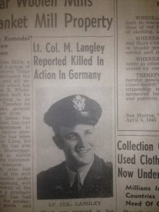 LANGLEY - NOTICE OF DEATH PART ONE SAN MARCOS RECORD 1945